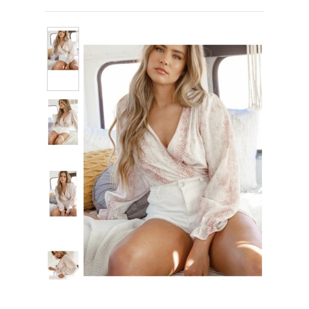 Pink & White Snake Print Bodysuit, Women’s Snake Print Blouse, Snake Print Top